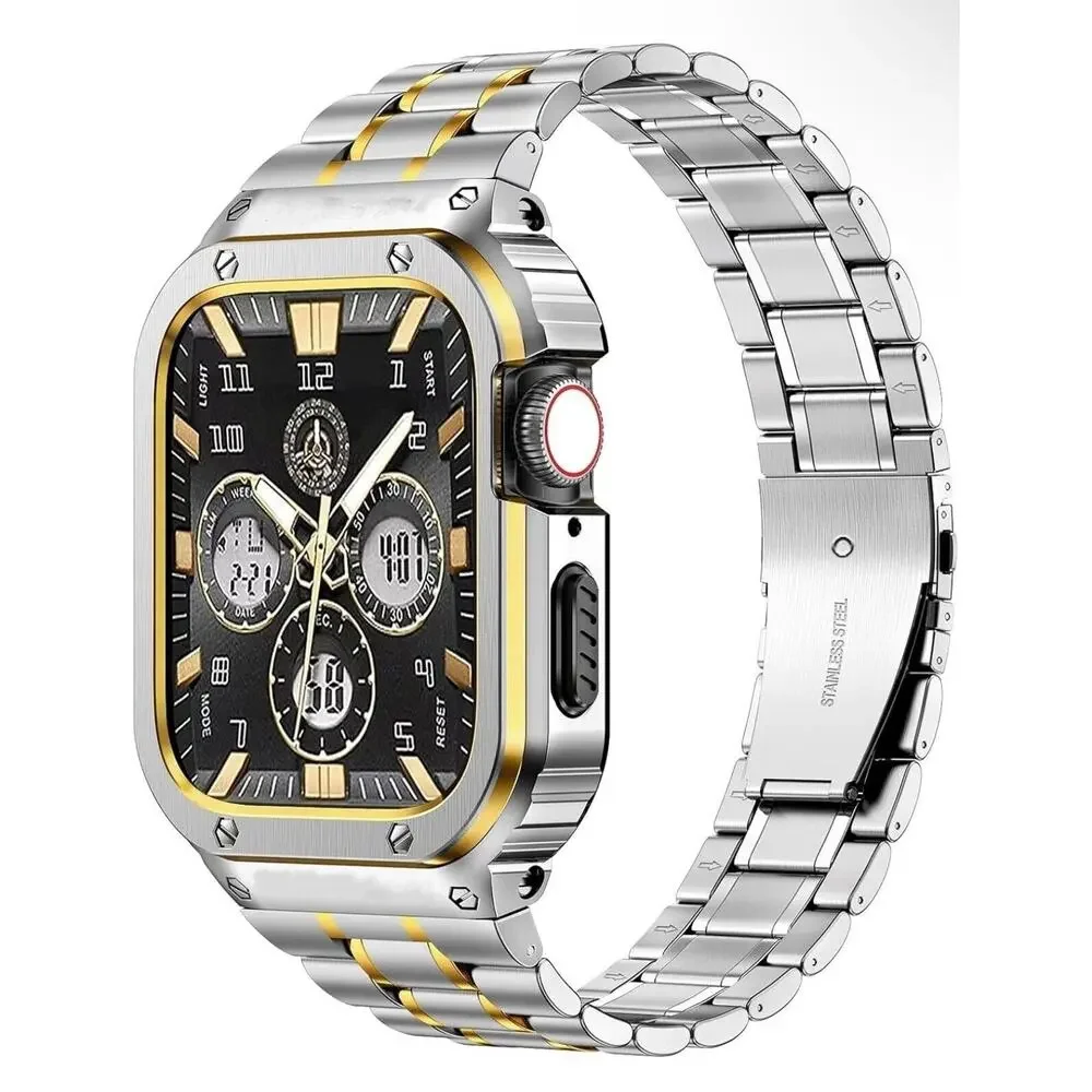 Apple Watch Bracelet + Case Gold Tone Stainless Steel Band Strap Protective NWT